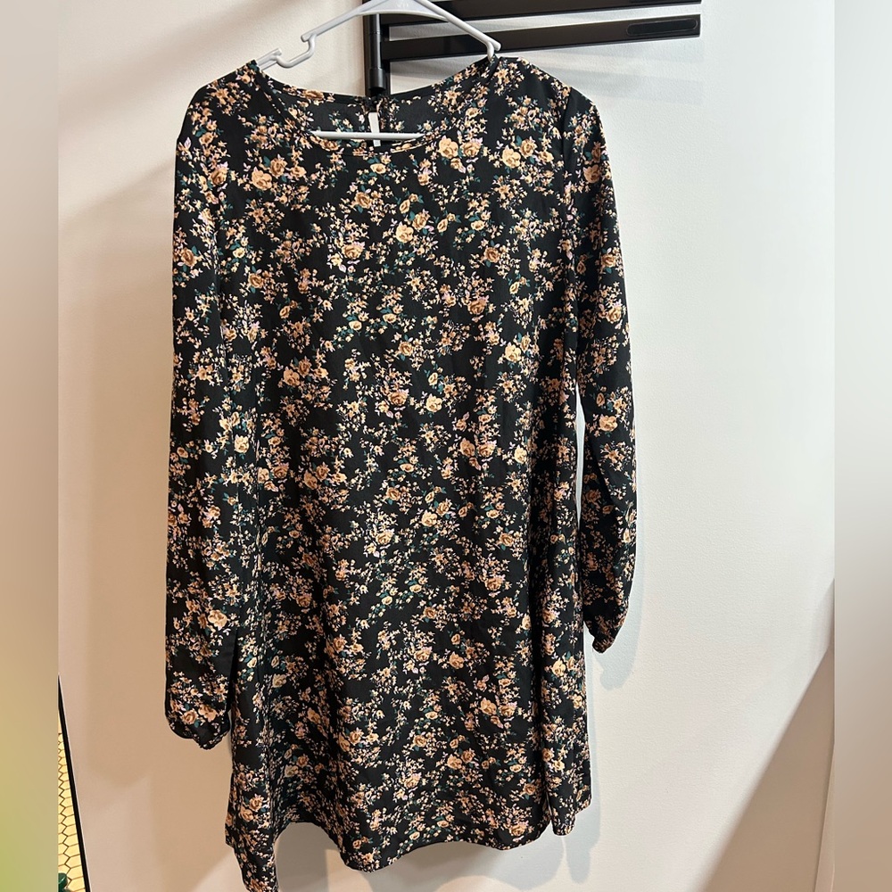 SHEIN Black Floral Print Dress